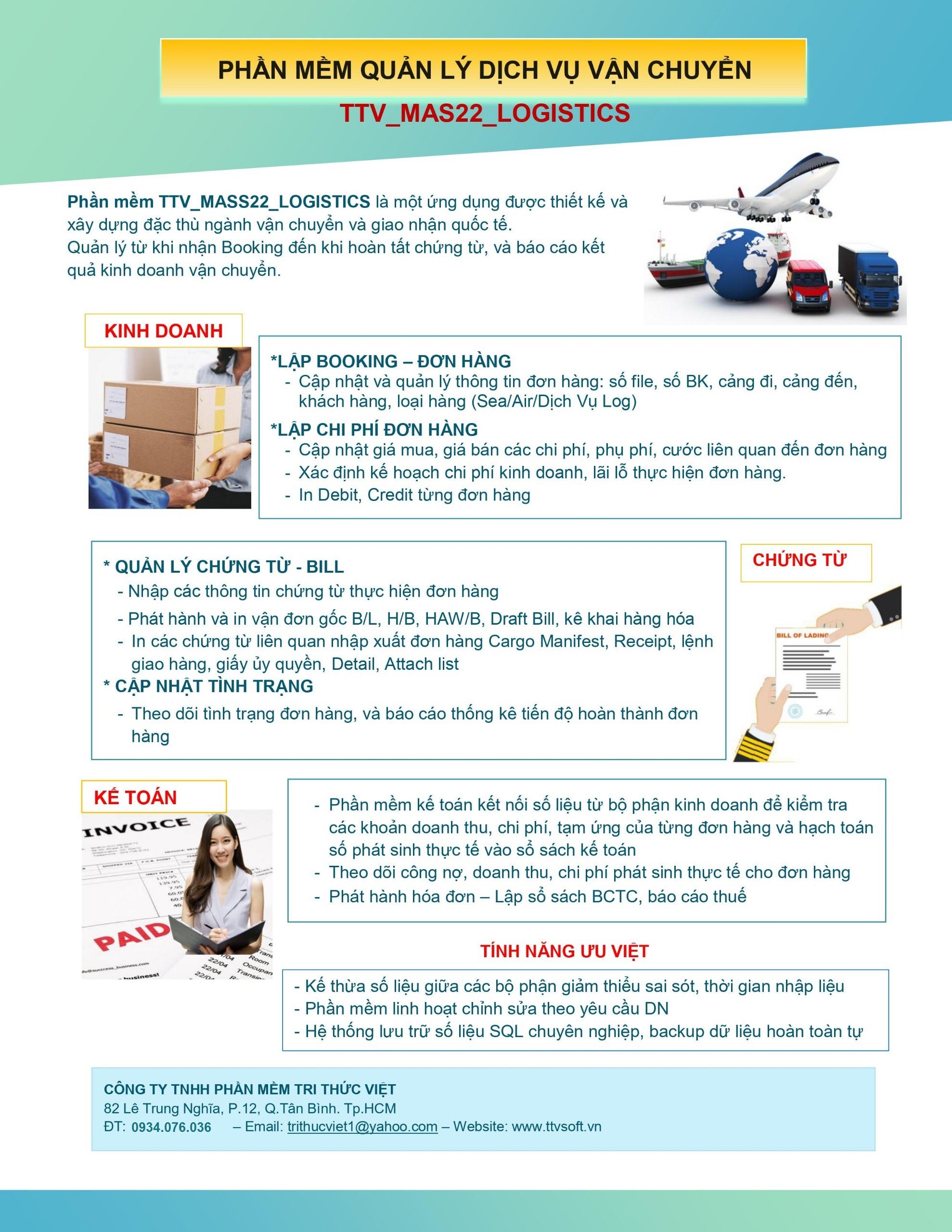 Phần mềm quản lý đơn hàng, chứng từ và kế toán vận chuyển